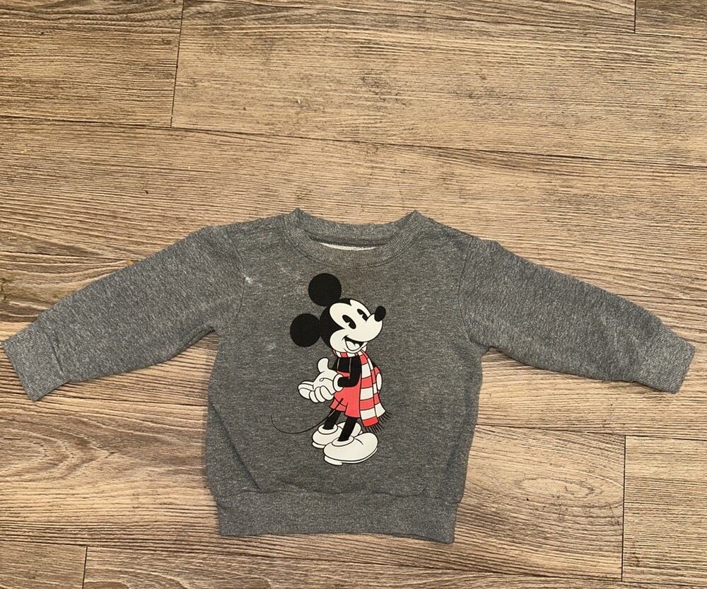 Disney Mickey Mouse Christmas/Holiday Infant/Toddler Sweatshirt Gray Size 18M